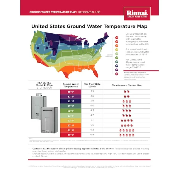 Rinnai HE+ 7.5 GPM 180,000 BTU Natural Gas Interior Tankless Water Heater 5 Rinnai HE+ 7.5 GPM 180,000 BTU Natural Gas Interior Tankless Water Heater - Image 3